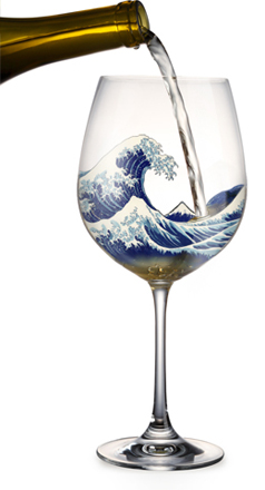 Wine glass and Hokusai